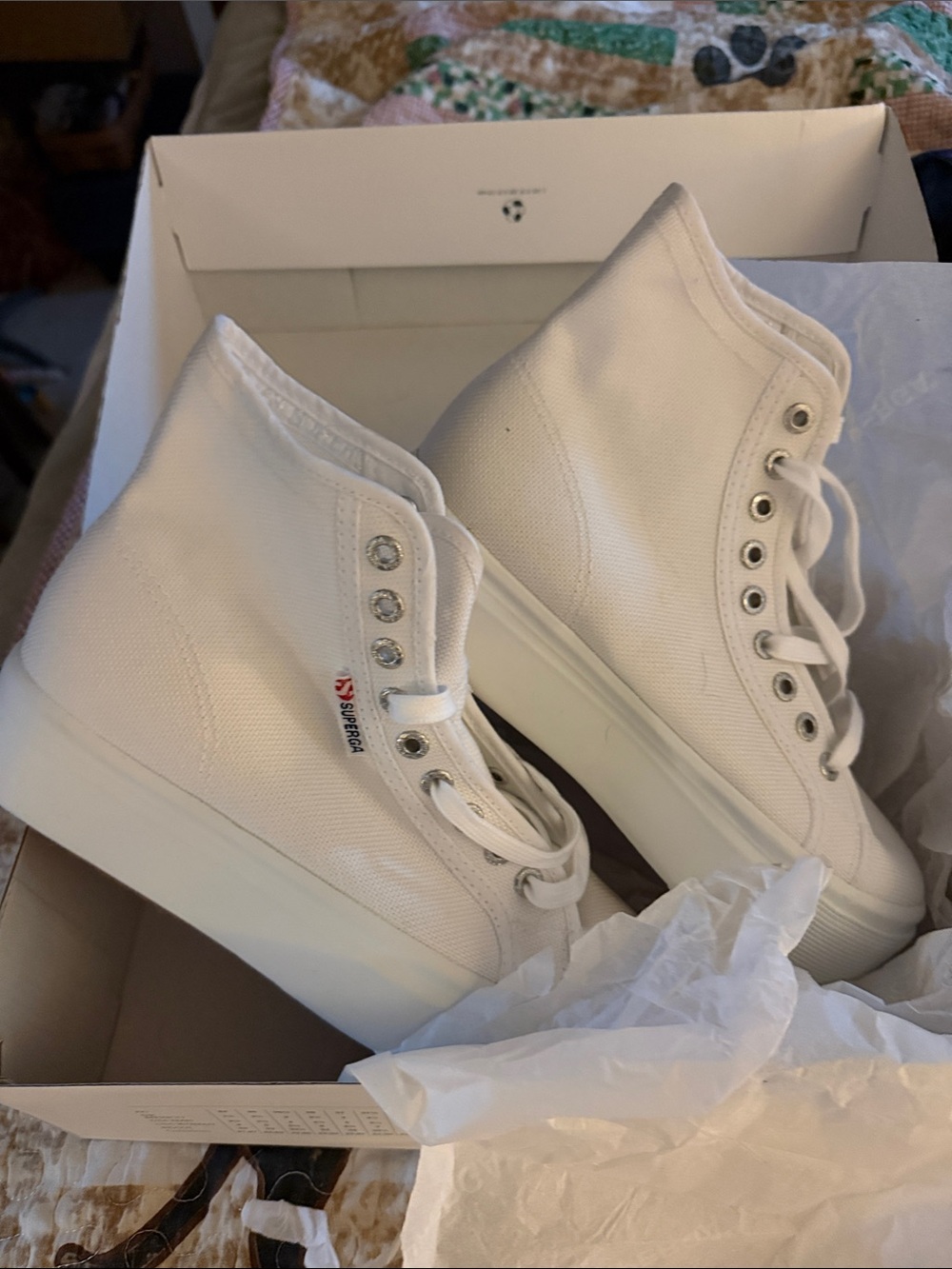 SuperGa White High-Top Canvas Sneakers - Unbranded